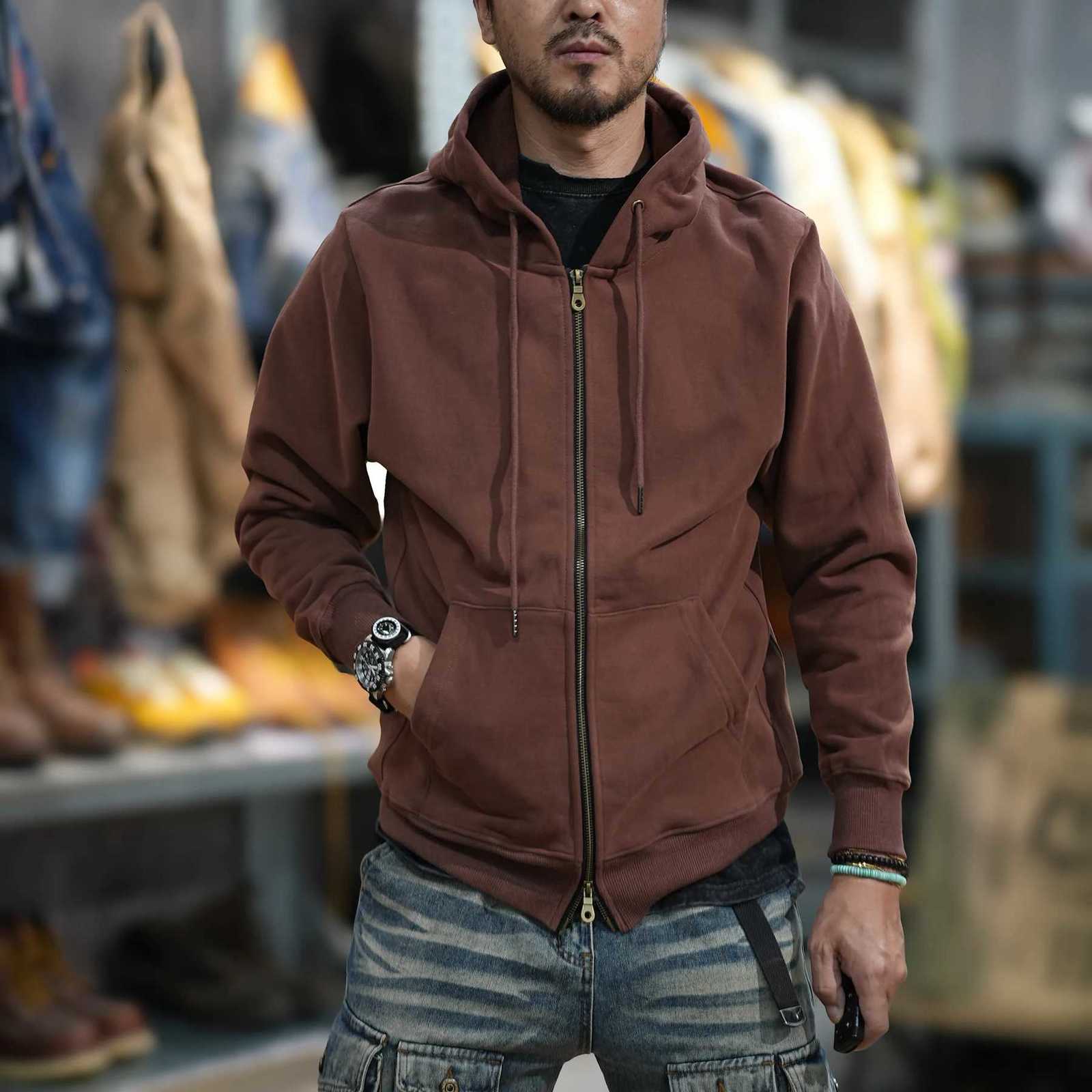 Men's Hoodies Sweatshirts Retro hoodie men's new fall and winter fashion brand hooded cardigan heavy loose large size men's wear X260