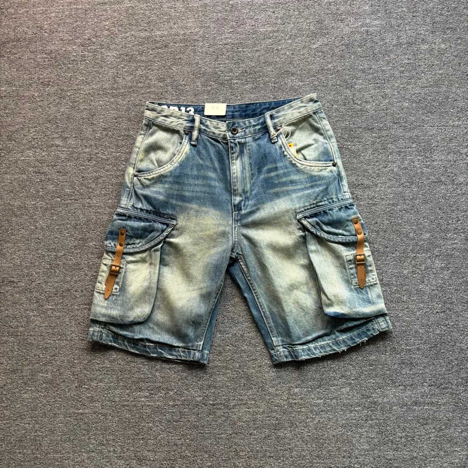 Men's Jeans Heavyweight American retro men's fashion casual distressed washed multi-pocket versatile workwear denim shorts X260919