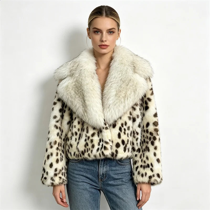 2026 Faux Fur Coat Brown Women Winter Female Warm Jackets Womens Turn Down Collar Overized Elegant Woman Coats 260920