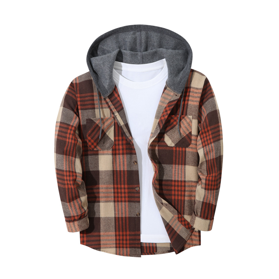 Designer 2026 Hot Men's Fashion Trendy Hooded Classic Checkered Sportswear Comfortable Flannel Hoodie