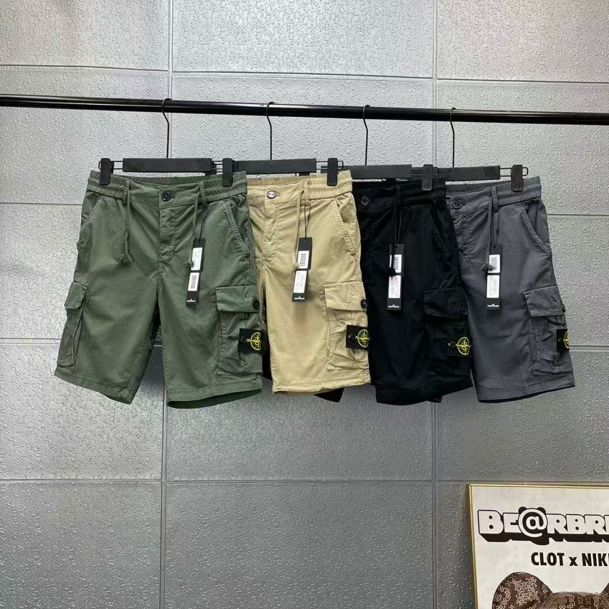 Summer Cross-border American Pocket Trendy Brand Men's New Five-Pocket Casual Loose Quick-Drying Work Shorts for Men and Women Stone