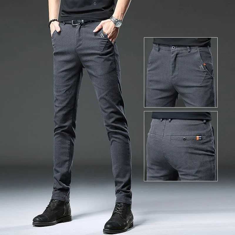 Men's Jeans 2023 Spring and Autumn New Classic Fashion Solid Color Elastic Jeans Men's Casual Slim Breathable High-Quality Small Feet Pant