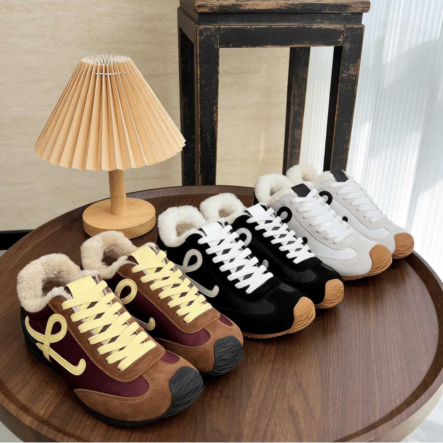 Casual Shoes 2026 Autumn/Winter Fleece-Lined Warm German Army Trainer Genuine Leather Casual Sports and Leisure Shoes Ballet Style Color Block Desig