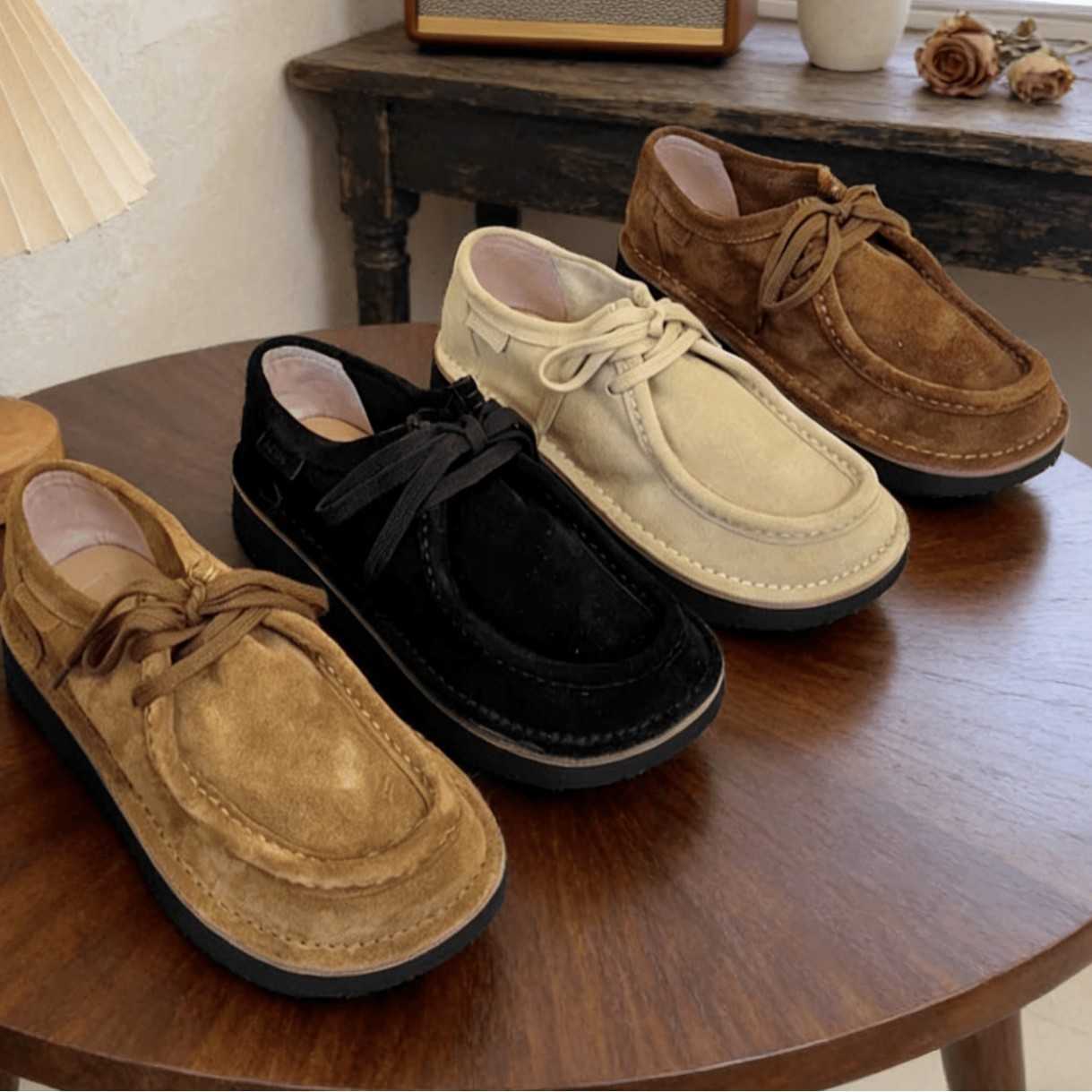 Chaussures décontractées 2026 Mocassins décontractés élégants et polyvalents pour femmes avec un design augmentant la hauteur et une tige en cuir