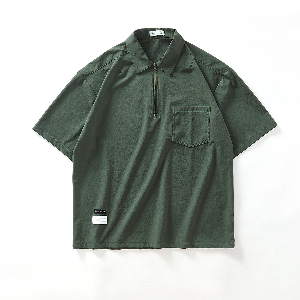 Men's Half Zip Polo Shirt Summer Ice Silk Short Sleeve Shirt Loose Mountain Style Lapel Casual Half Sleeve Quick Dry Top