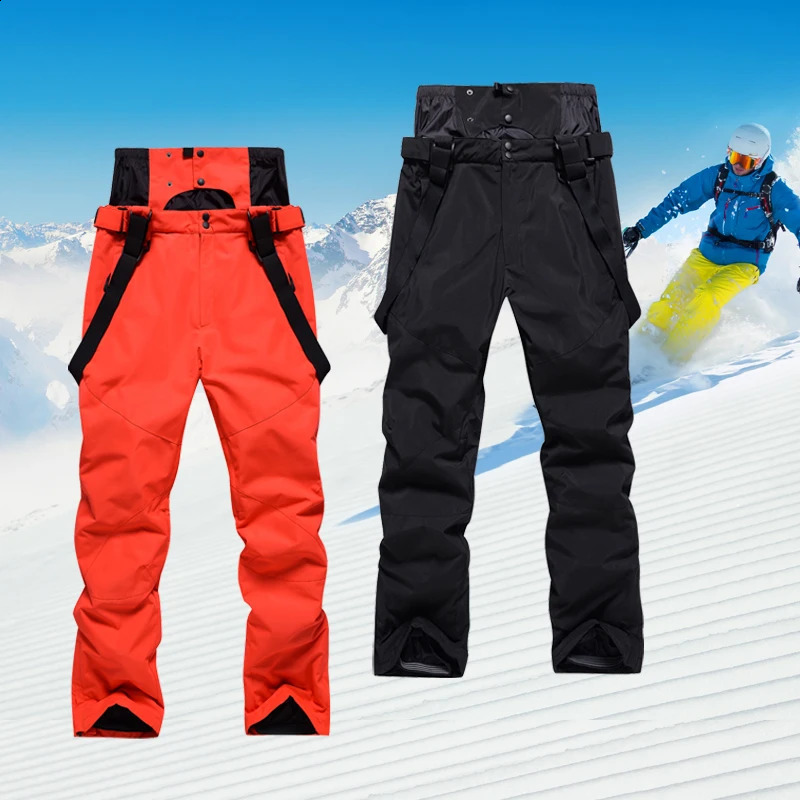 High Quality Men Winter Thick Warm Skiing Pants Windproof Waterproof Suspender Trousers Snow Snowboard Pants Plus Size 260920