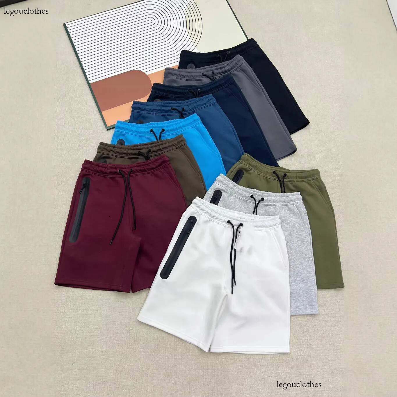 Designer Mens Sports Shorts Tech Fleece Full Reflective Zip Trousers Bottoms Running Joggers Sweatpants Men's Large Pocket Sport Shorts