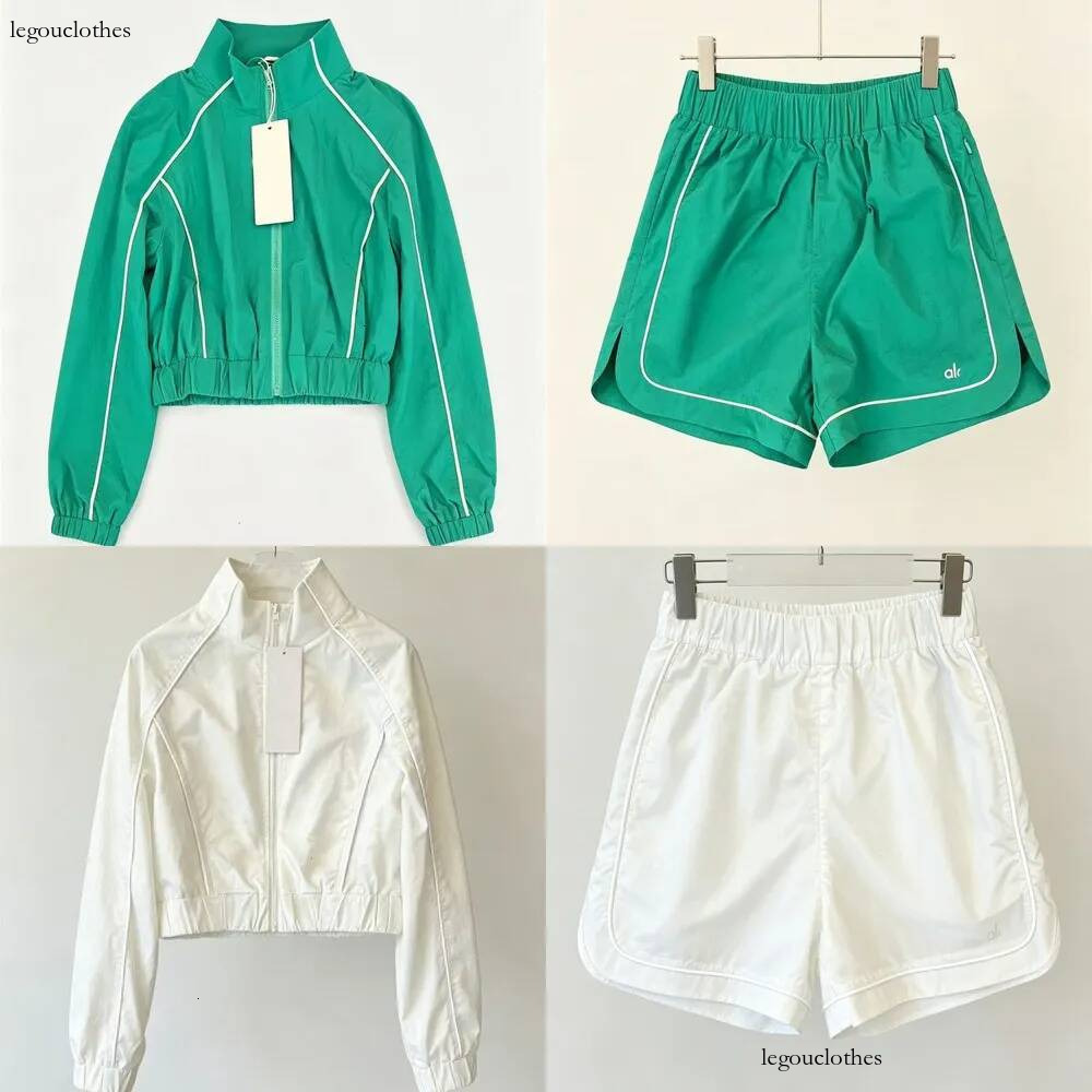 Designer Womens Yoga Outfit Set Ladies Sunscreen Running Fitness Jacket And Shorts Tracksuit Quick Dry Jacket Shorts Sets Windbreaker Sportswear