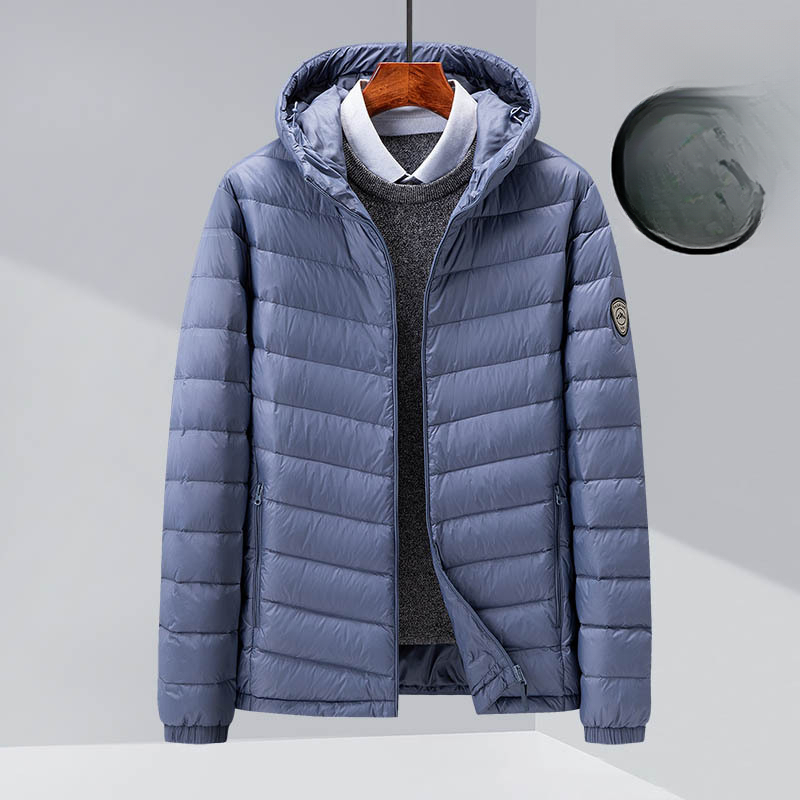 Men Hooded Lightweight Down Jacket 85% Duck Down Packable Slim Puffer Coat Winter Warm Zipper Male Casual Outerwear