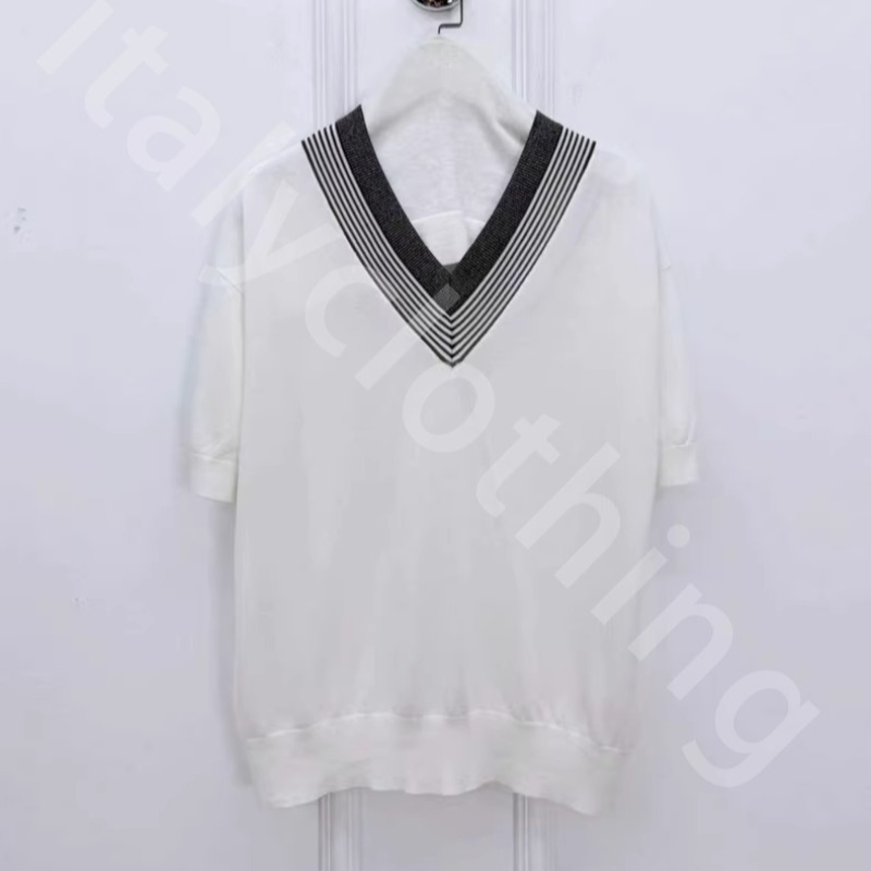 Luxury Designer Women Shirt Spring and Summer Wool Knitted Short Sleeve Shirts B1289