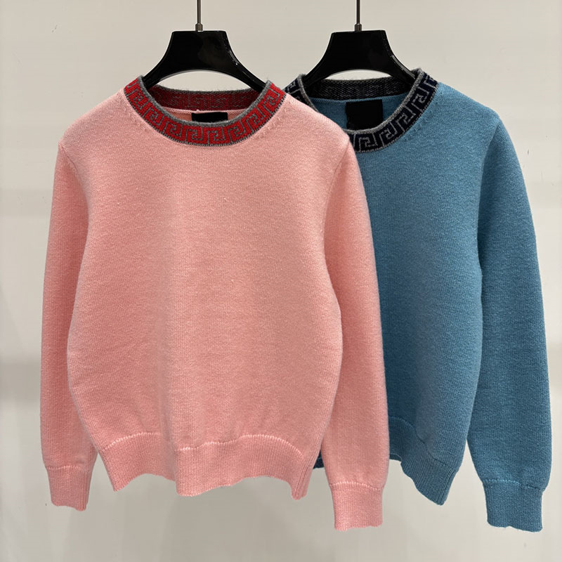 Korean Style Knit Sweater Women Classic Letter Neck Collar Long Sleeve Knit Tops Autumn College Style Casual Pullovers for Women