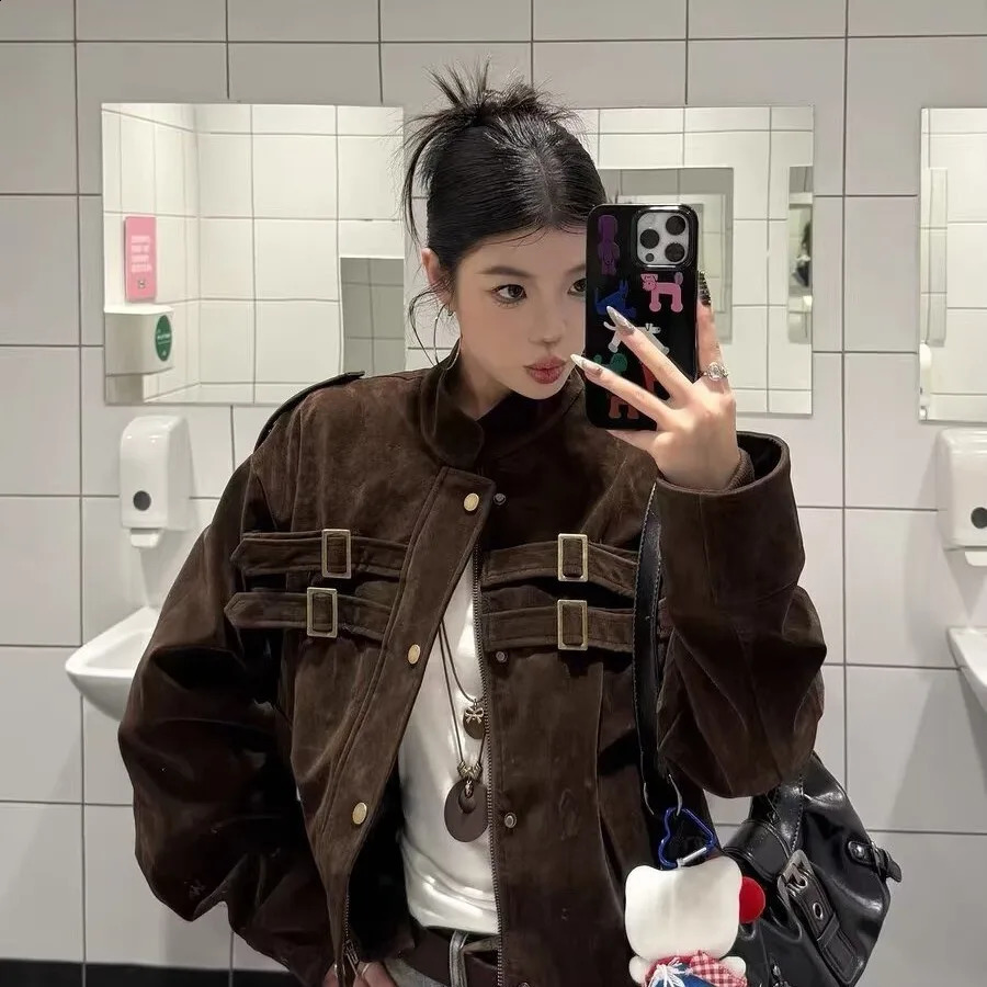 deerskin velvet jacket womens short coat autumn 2026 Korean style highend loose top for outer wear 260920