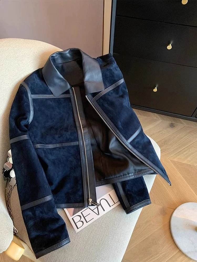 Retro American Style Suede Jacket Short Collar Men Women Fashionable Autumn Winter High End Top Zipper Closure Long Sleeve 260920