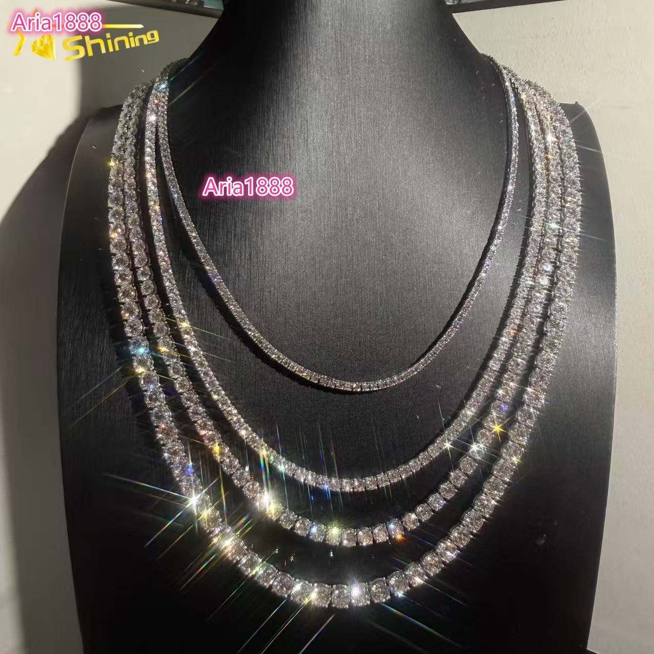 2026 2mm 3mm 4mm 5mm Custom Luxury Hip Hop Necklace Lab Grown Diamond Tennis Chain Necklace