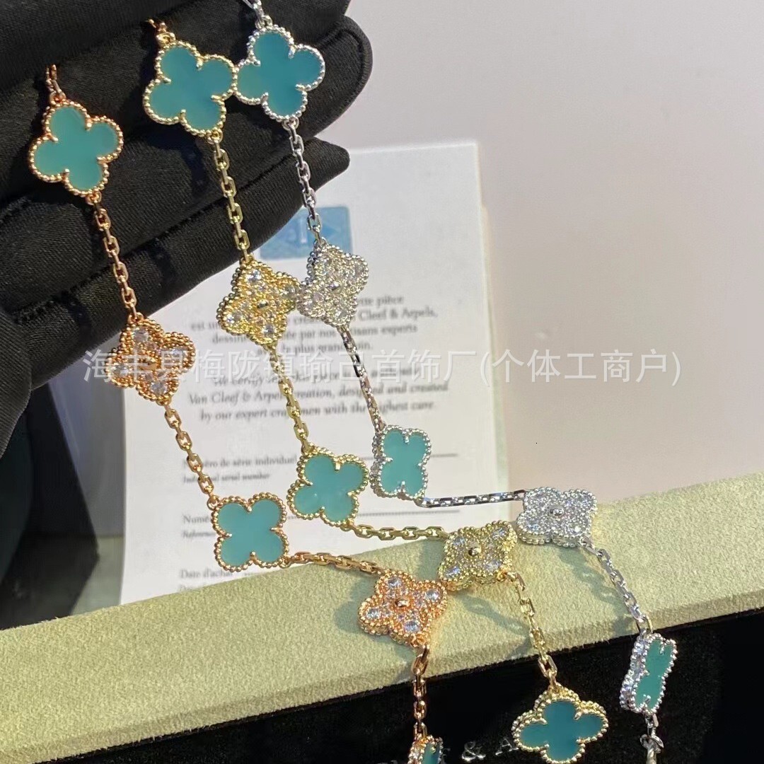Designer Jewelry Vanly cliff Bracelet high quality lucky clover amazonite diamond bracelet for women a simple and elegant of jewelry