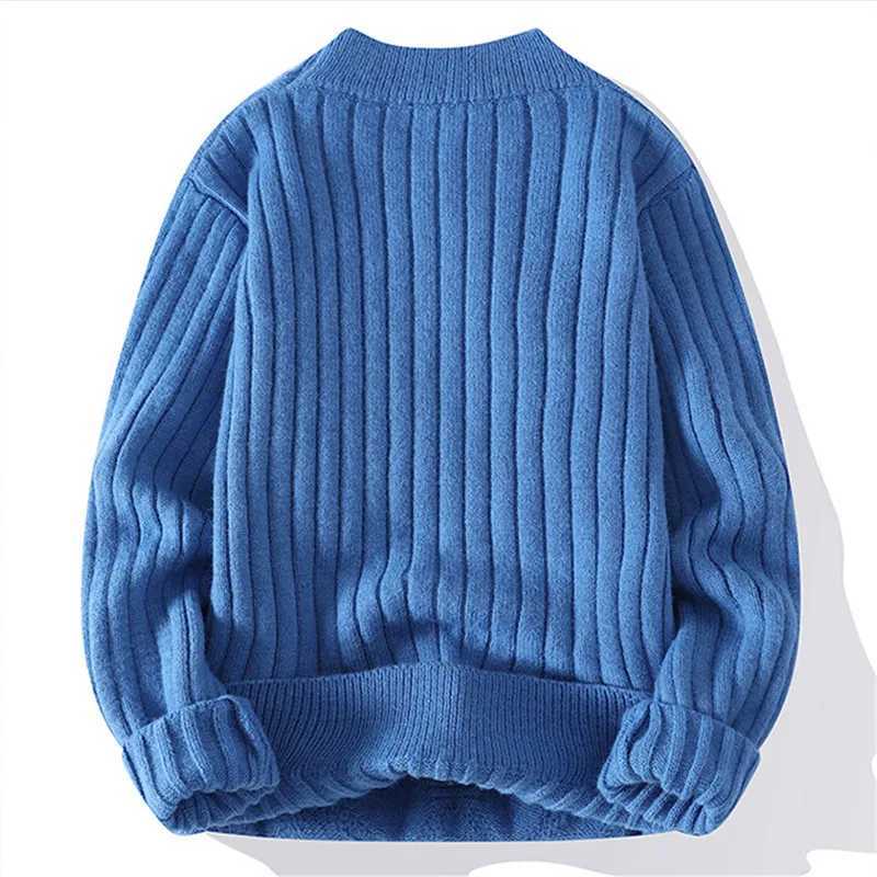 New Men's Warm Pullovers Knitted Sweater Round Neck Vintage Harajuku Loose Solid Color Casual Winter Sweaters Men Pullover Man S26092165Q2