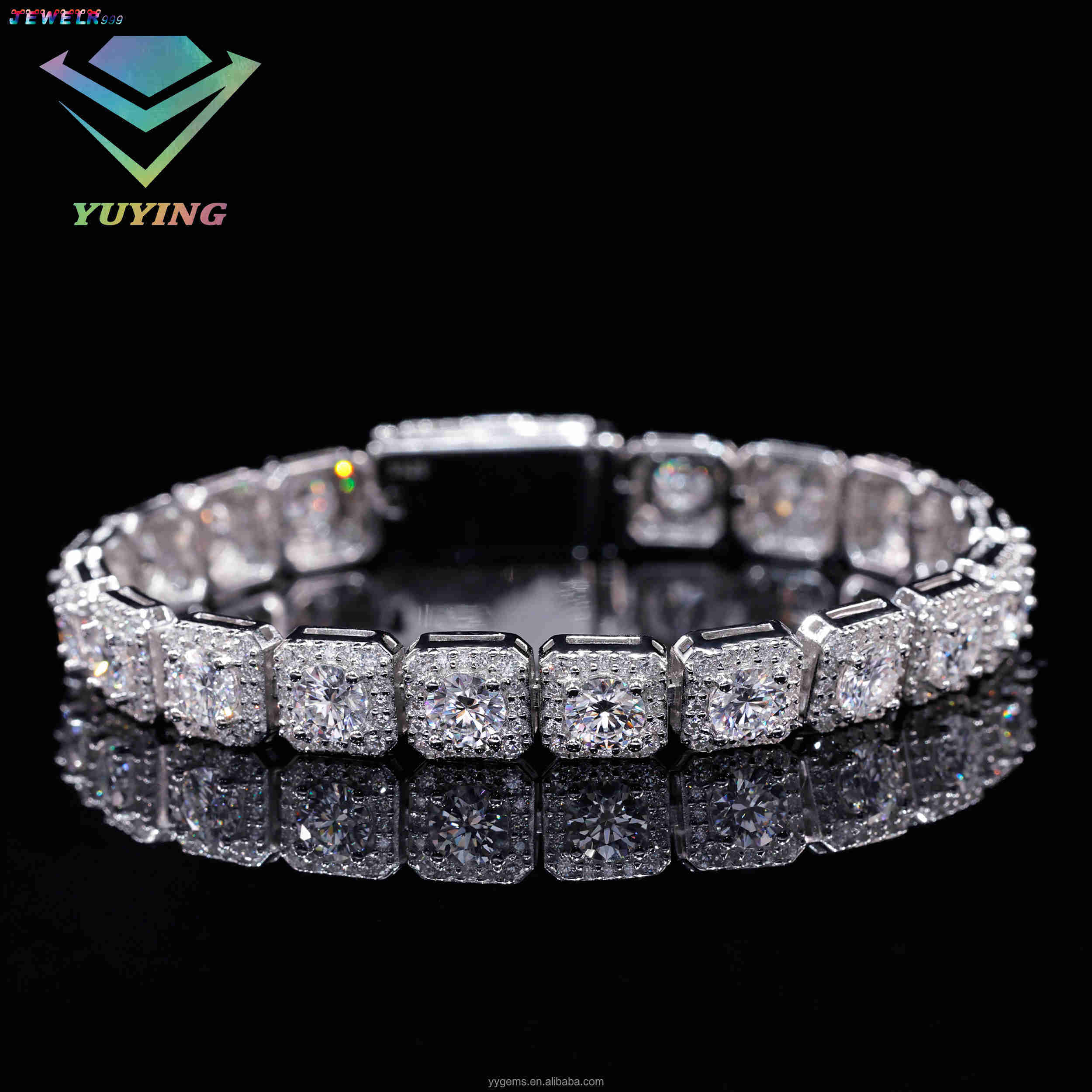 VVS Moissanite GRA Certificate Claw Setting Round Brilliant Cut 925 Silver 18K Gold Plated 8mm Bracelet Party Gift Fashion