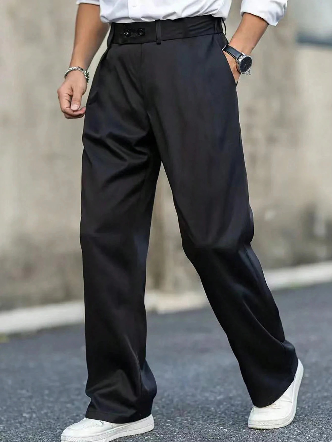 plus Size Mens Solid Color Loose Straight Leg Pants Casual Breathable Trousers Comfortable Fashionable Spring for Couples 260920