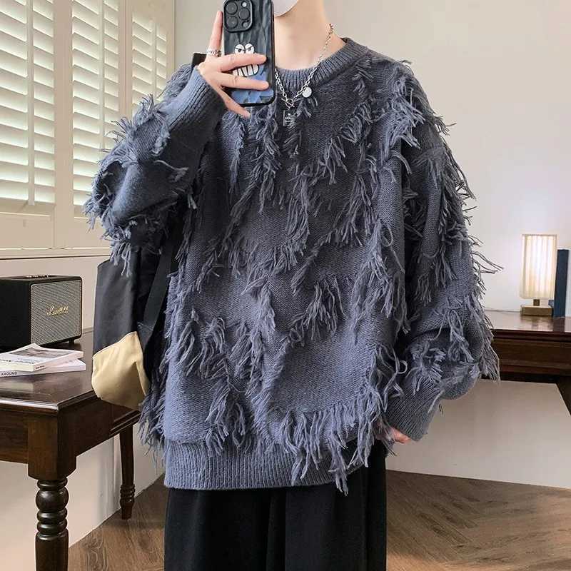 Korean K-POP High Street Sweater Thorn Style Solid Color Knitted Pullover Fashion Autumn/winter Warm Men's Top Hip Hop Clothing S260921XQO1
