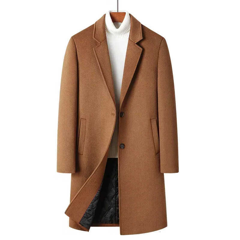 54.3% Men's Wool Wool Blends autumn and winter new men's woolen coat medium and long suit collar cotton thickened woolen coat men's c