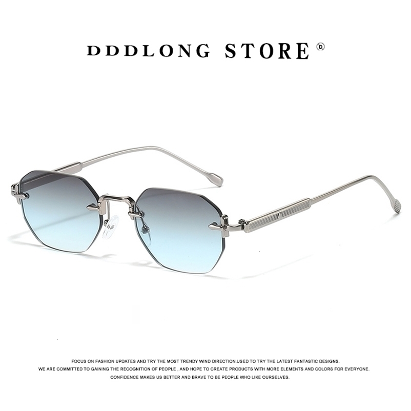 DDDLONG Moda retrò Senza montatura Punk Y2k Occhiali da sole Donna Uomo Occhiali da sole Vintage UV400 Outdoor Shas D686 260920