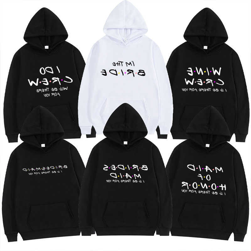 Bride Men's Hoodies Sweatshirts Fashion Squad Hoodies Friends Style I Do Crew Maid of Honor Print Casual Hooded Sweatshirts for Bachelorette He