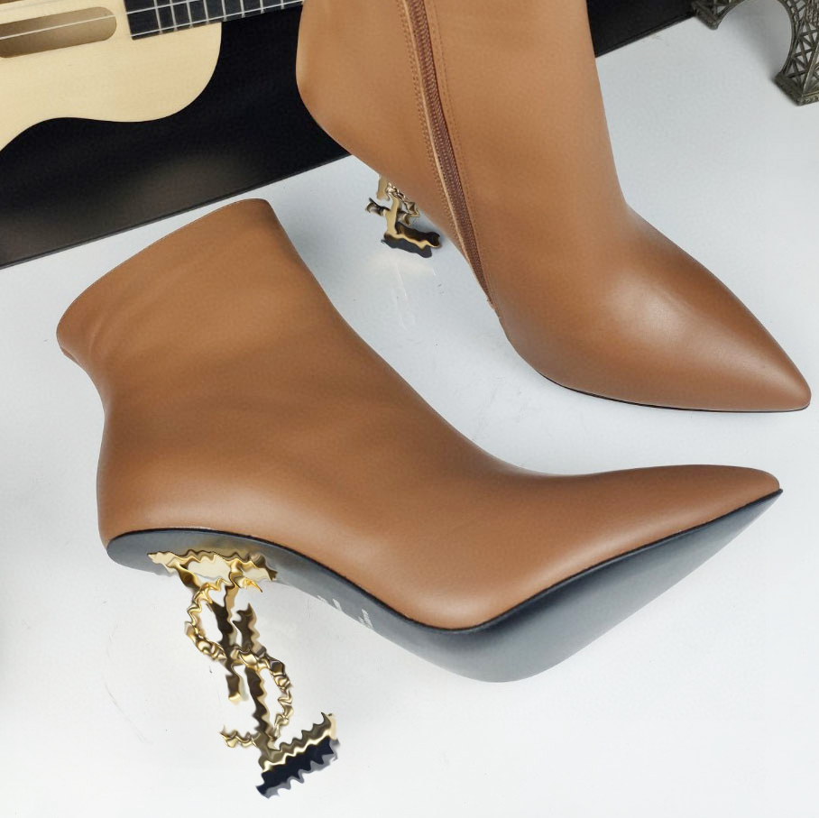 Designer High Heel Opyum Boot Femmes 8.5cm Talon Femmes Robe Chaussures Dames Stiletto Pantoufles Mule Chaton Talon Jeanne Lettre Boucle Bouts Po