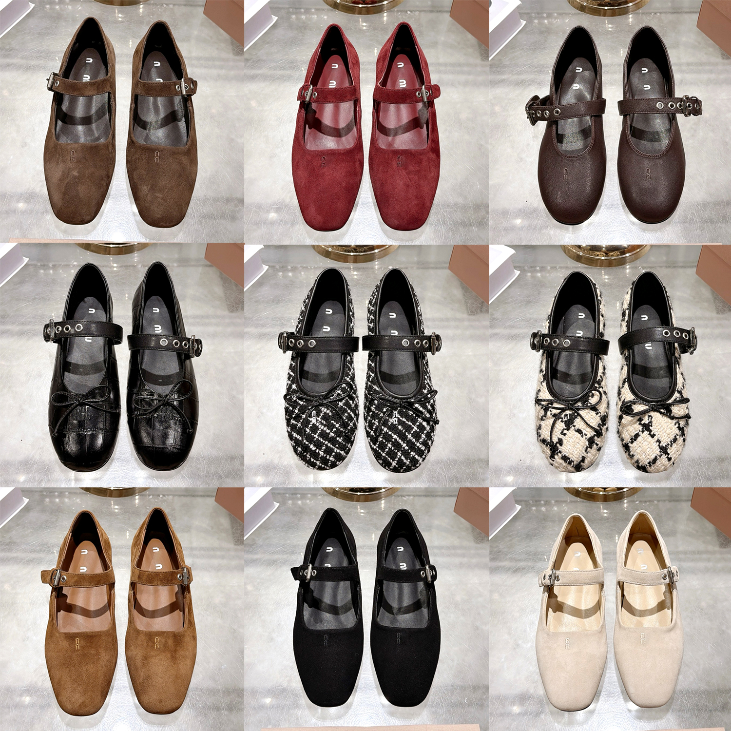 2026ss New Fashion Casual Dress Shoes Women Mary Jane Round Toe espadrilles Bow women Tweed luxury Designer Ballet Flat Shoe Genuine Leather Strap B