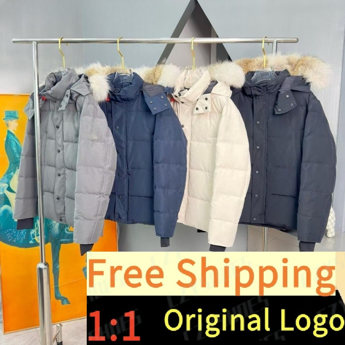 High quality new designer's big women's cool Down Jackets thick give girlfriend boyfriend Winter Parka Down Jacket Big Fur Hooded Warm Out