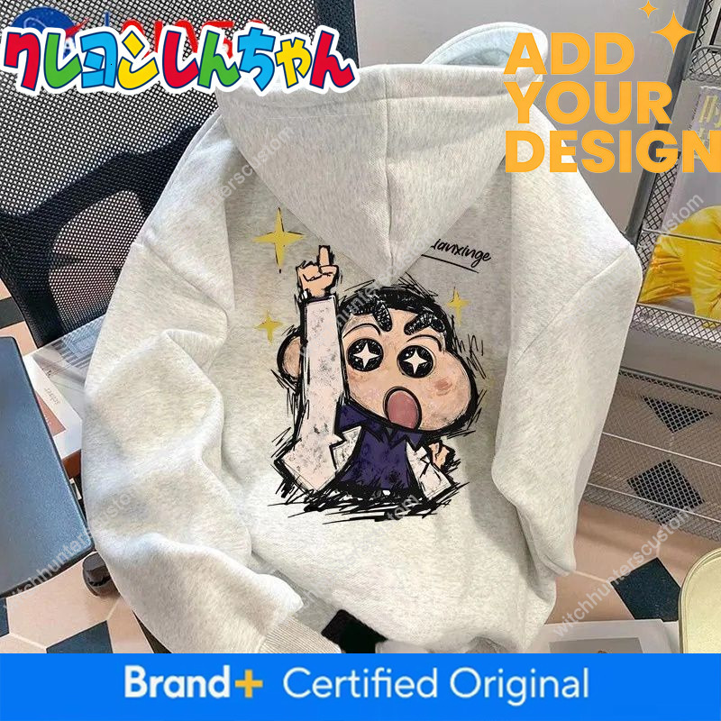 Sudadera con capucha de la NASA Crayon Shin-chan para hombre, otoño/invierno, nuevo diseño estampado, versátil, de moda, con forro polar, Top grueso