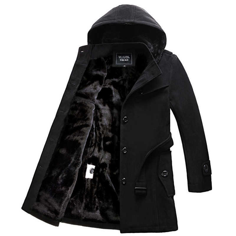 Fleece Men's Wool Blends Winter Tailored Thickening Warm Coat Slim Fit Trend Woolen Coat Plus Size Men Windbreaker Coat Men Clothing D260921