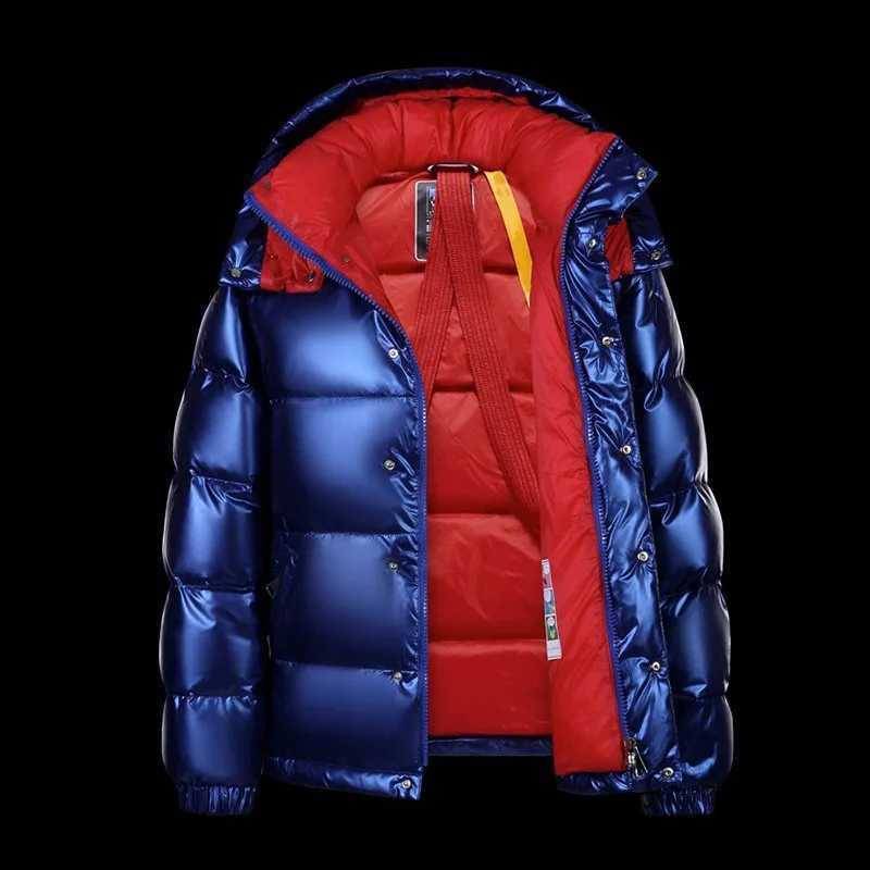 Men's White Duck down Jacket 2025 New Style Waterproof Thickened Short Bright Surface Hooded Coat Warm Trendy Brand Blue Q260921
