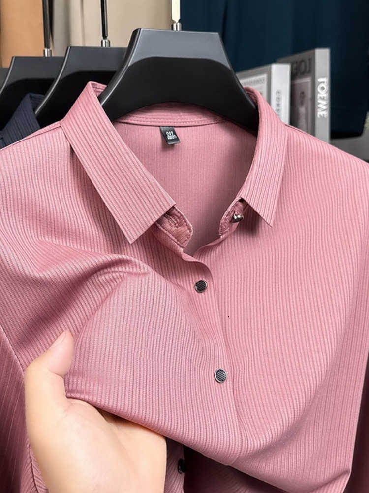 Men's Shirts Men's Slim Casual Fit Striped Shirt - Dusty Pink Business Casual Wrinkle-Free Breathable From Office To Dinner Easy Care H260