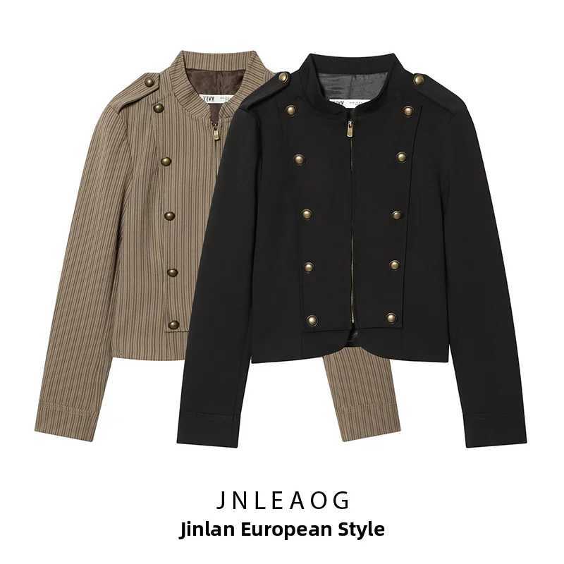 Summer JNLEAOG Women's New Jackets Women's Fashionable Versatile Suit Jacket Standard Fit Metal Button Polyester Long Sleeve Zipper Closur
