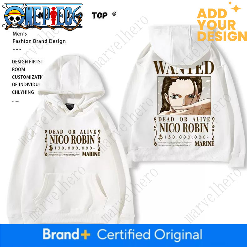 Felpa con cappuccio con logo One Piece Rufy Chopper Wanted Poster Design, nuovo top alla moda autunno/inverno per uomo e donna