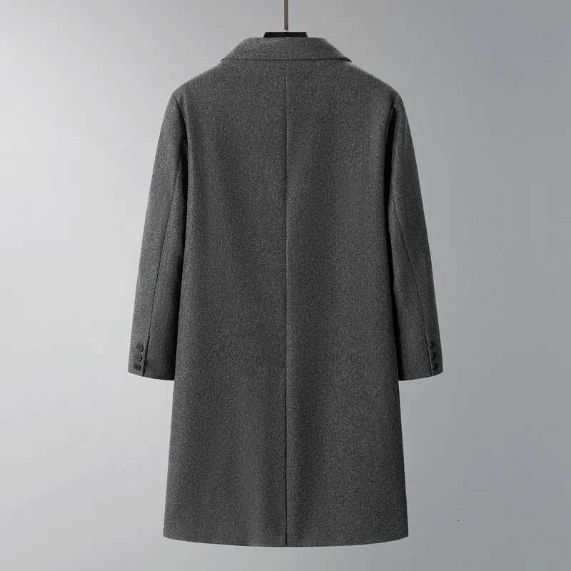 2025 Blends New Men's Knee Length Wool Blend Overcoat Korean Style Loose Fit Trench Coat A/W Season | Plus Size Casual Fashion D260921 06