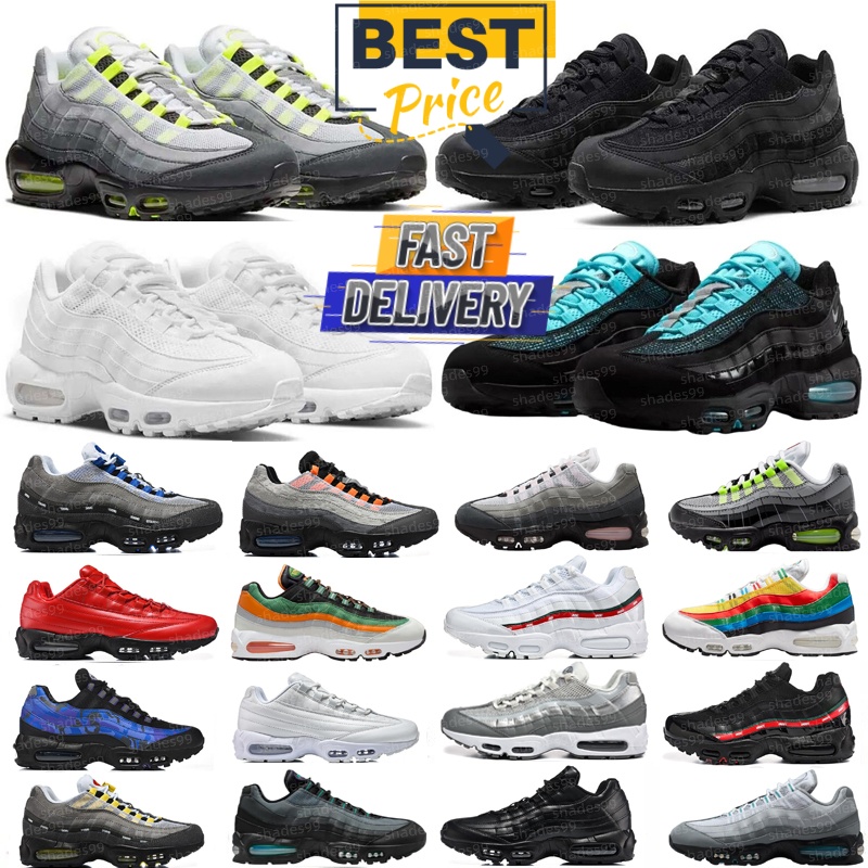 Designer 95 Series Running Shoes Trainers 95s Triple Black Reflective White Grey Fog Stash Grape Neon Pink Foam Outdoor Sports Platform Sneakers For