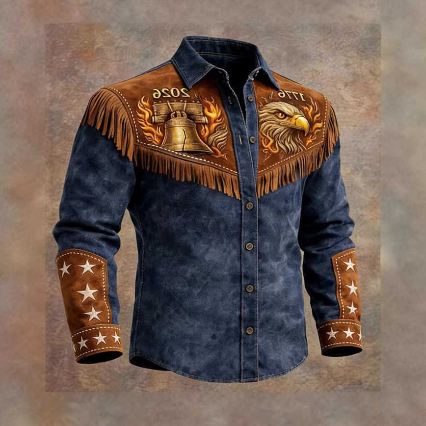 Sleeve Men's Casual Shirts Long New Men's Retro Old Western American Printed Shirt 2026 Fashion New Spring And Summer H260921