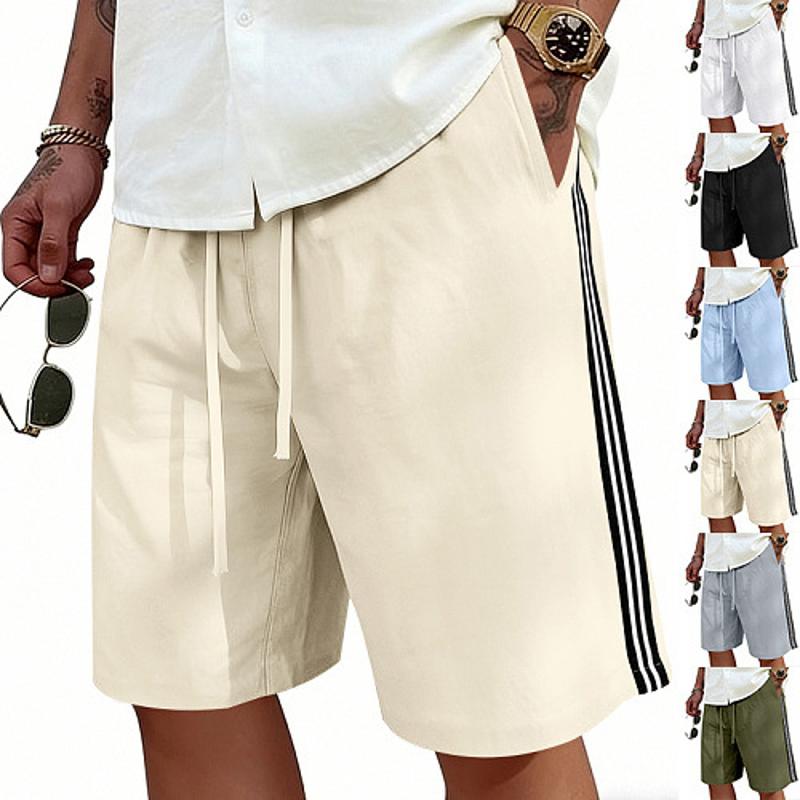 Short de plage à cordon de serrage pour hommes, grande taille, décontracté, sport, survêtement, rayures, séchage rapide, coupe ample, été, S-3XL