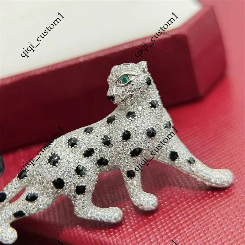 Luxury Brooch S 925 Sterling Silver White Gold Plated Ful CZ Diamond Leopard Pins Brooches for Men Women Hot Gift
