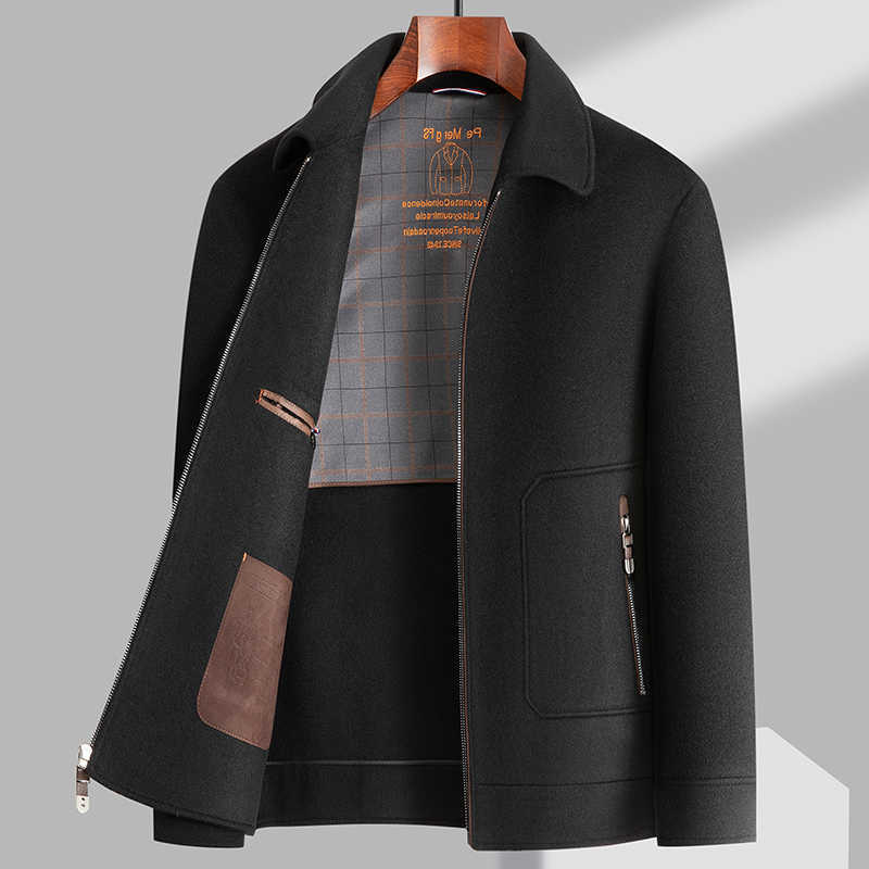Classic Men's Wool 100% Blends Wool Detachable Duck Down Liner Zipper Woolen Coats 2025 Winter Business Casual Solid Warm Windproof Puffer Jack
