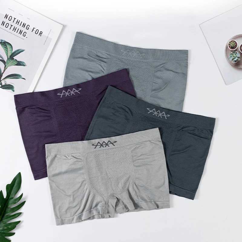 4pcs Seamless Underwear Men's Boxer Shorts High Stretch Underpants Breathable Panties Sexy Slim Lingerie Snug fit trunks Q260921