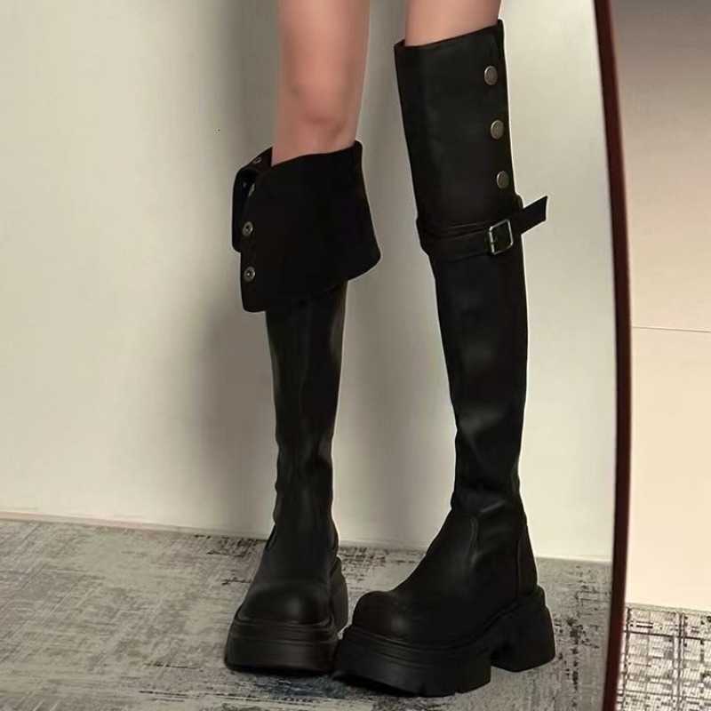 Autumn Women Boots New Boots FAshion Simple Long Tube Boot Thick Soled Women Shoe Versatile Over The Knee Boots H260921