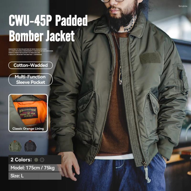 Maden Mens CWU-45P Bomber Jackets Autumn And Winter Windproof Thickened Coat Orange Lining High-density Waterproof Fabric Jacket