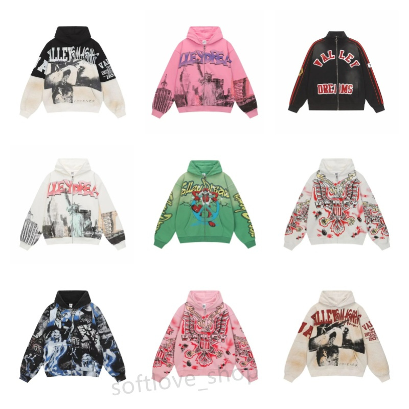 Designer kids Valley Dreams Zip Up Hoodie Rhinestone Graphic Hoodies Boys Girls Long Sleeve Hoody Jacket Cool Streetwear Designer Clothes Cotton Swe