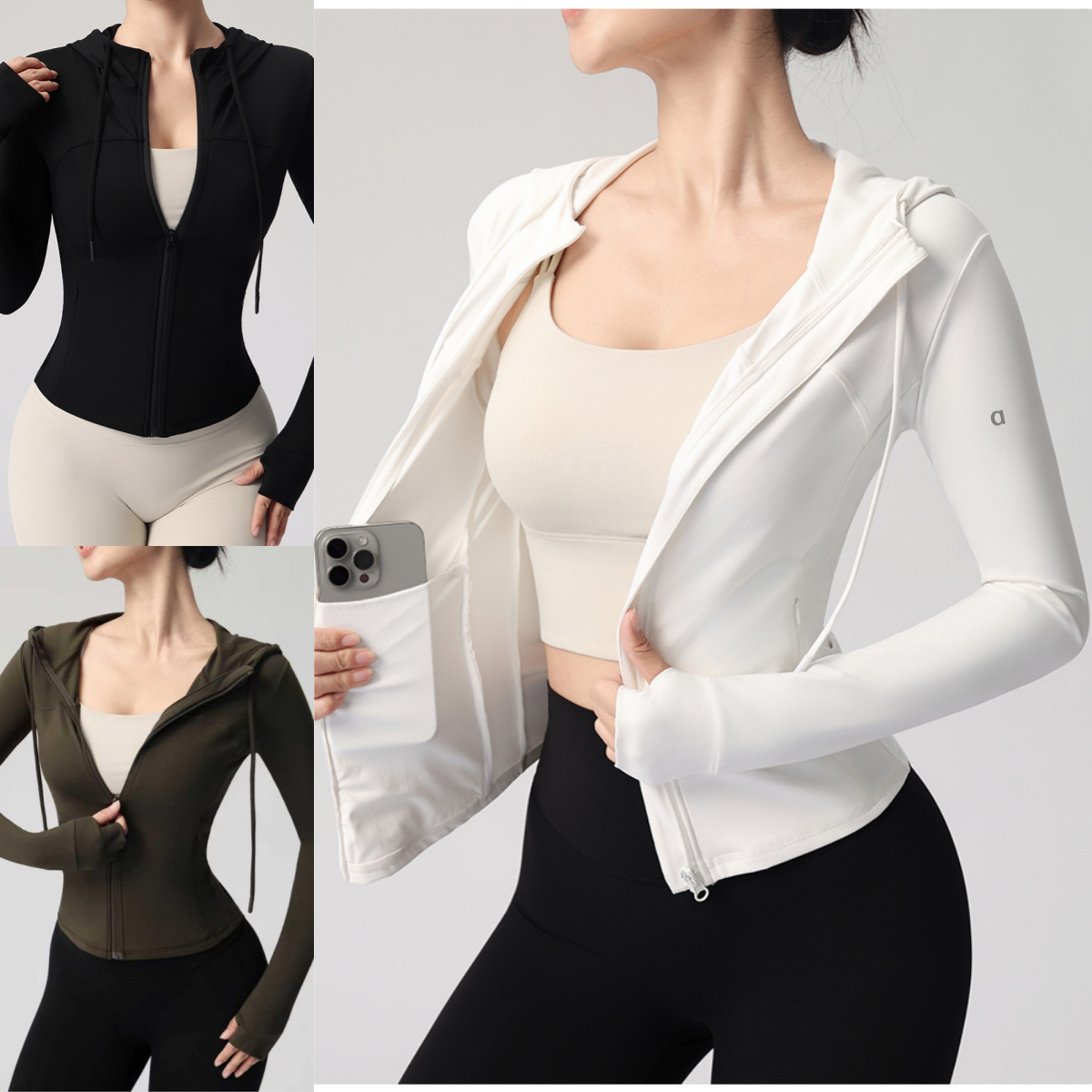 2952A Veste de Yoga à capuche pour femmes avec col montant haut de Fitness pour femmes manteau de sport de course à la mode pour dames veste pour