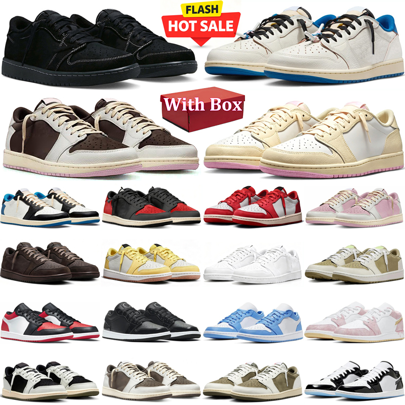 travi scott low 1 designer Basketball shoes 1 1s low lows mens sneakers woman trainers Black Toe Neutral Olive wholesale jogging walking shoe with b