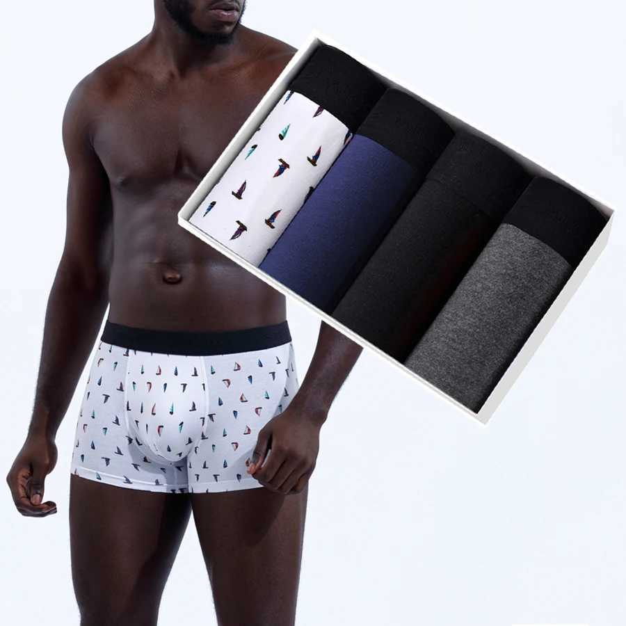 4pcs Sexy Men's Panties Brand Underpants Mens Cotton Boxers for Man Underwear Print Men Boxer Shorts Gift Set Q260921