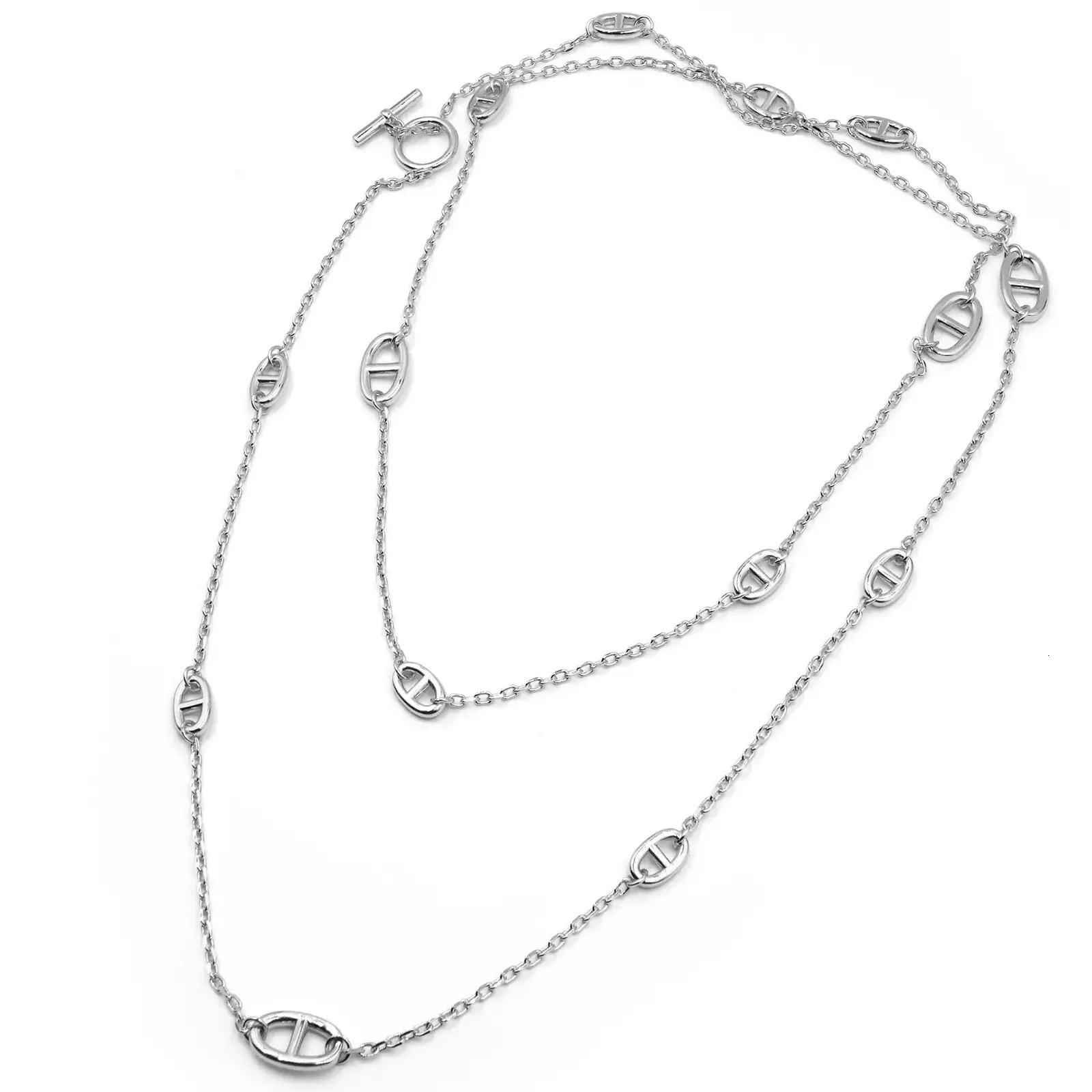 Plain Chain without pendant Necklace Luxury Designer Jewelry Pig Nose H Long Necklace Sweater 80Cm 120Cm 160Cm With O T Clasp 18K Gold Plated Brass