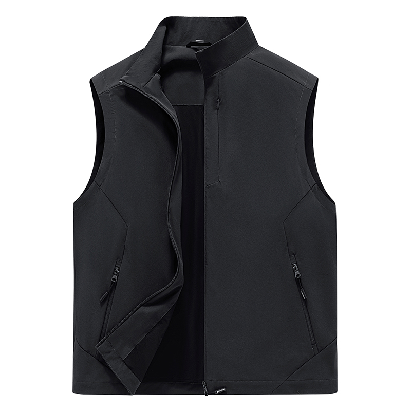 New Spring Autumn Men'S Outdoor Vest Middle-Aged Elderly Casual Loose And Fashion Versatile Stand Up Collar Sleeveless Coat J260921